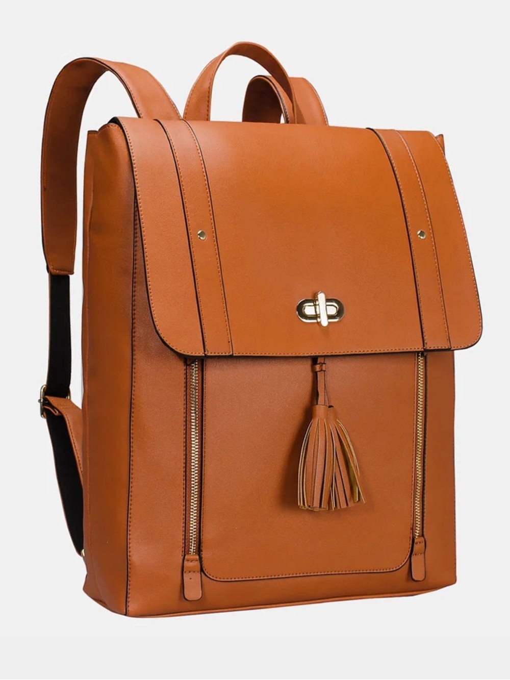 ESTARER Womens Faux Leather
15.6 inch Laptop Backpack College Brown Bag